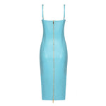 Turquoise Faux Leather Midi