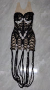 Nyla Silver Crystal Transparent Mesh Dress