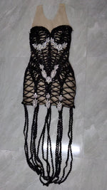 Nyla Silver Crystal Transparent Mesh Dress