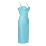 Turquoise Faux Leather Midi