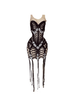 Nyla Silver Crystal Transparent Mesh Dress