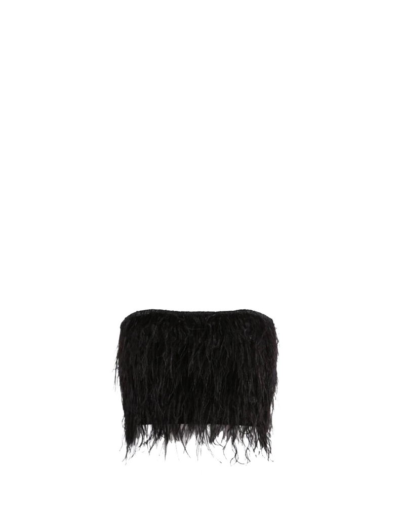 Strapless Feathered Crop Top