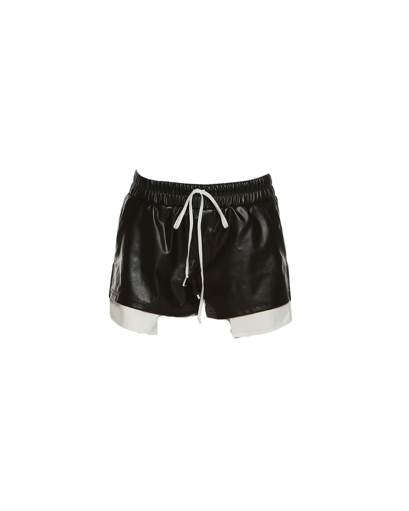 Faux Leather Exposed Pocket Short