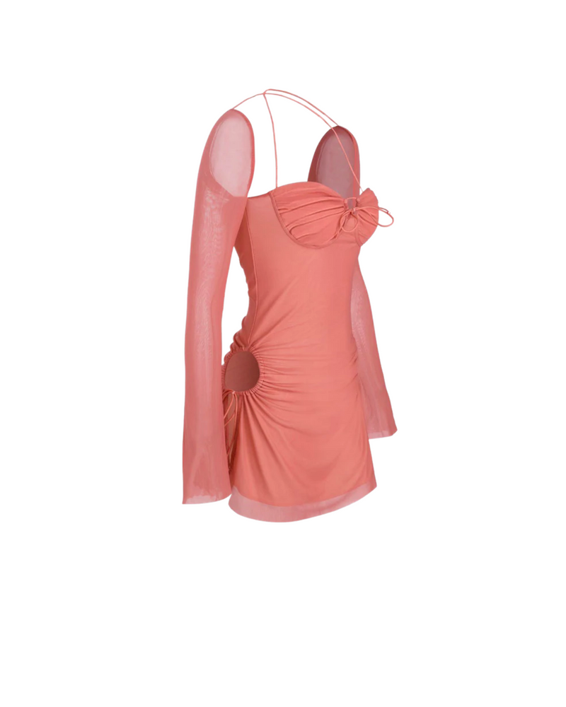 Hip Cut Out Ruched Mini