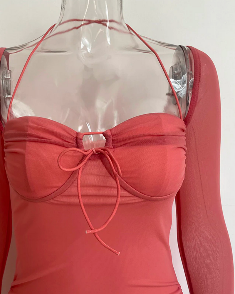 Hip Cut Out Ruched Mini