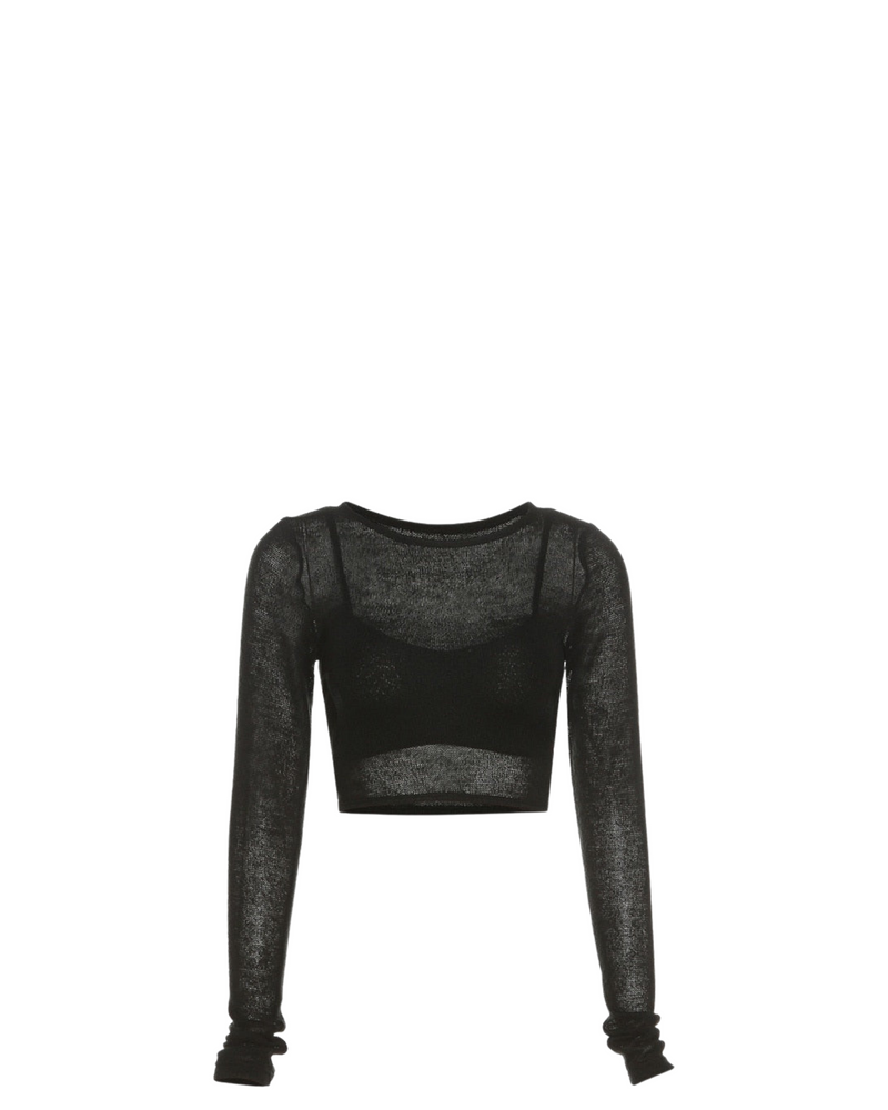 Layered Long Sleeve Crop Top