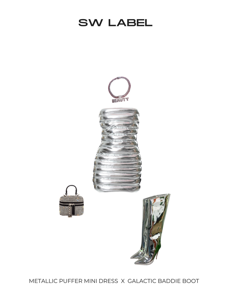 Metallic Puffer Mini Dress