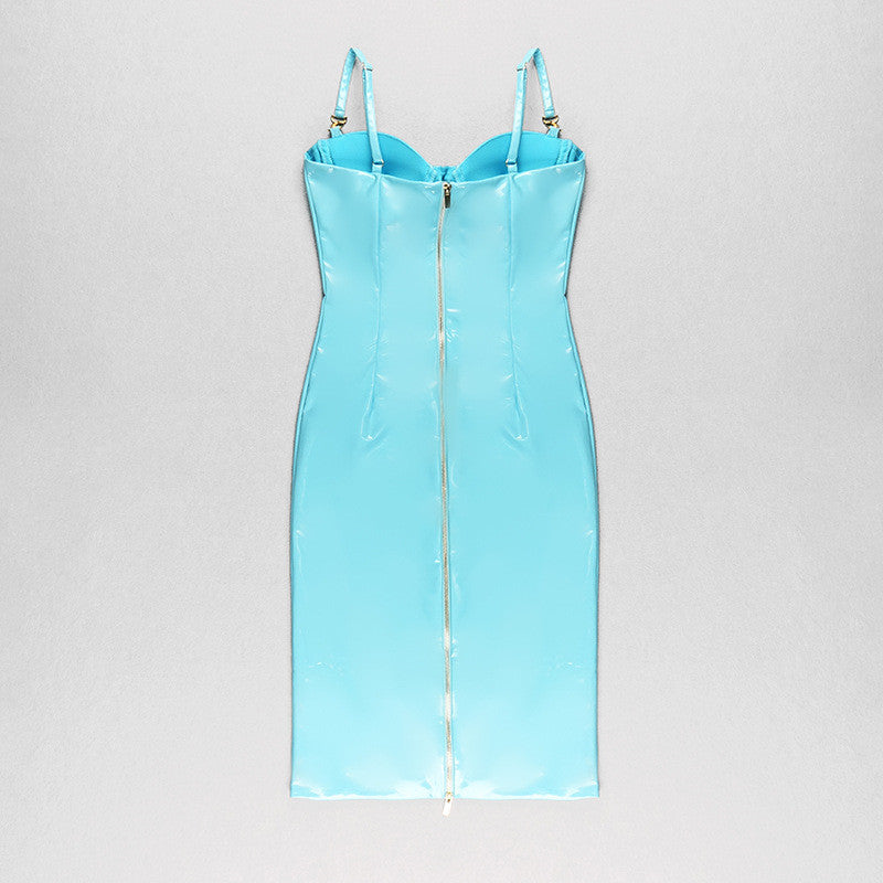Turquoise Faux Leather Midi