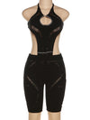 Knit Cut Out Halter Romper