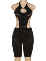 Knit Cut Out Halter Romper