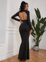Backless Long Sleeve Maxi