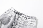 Denim Graphic Print Flare Pant