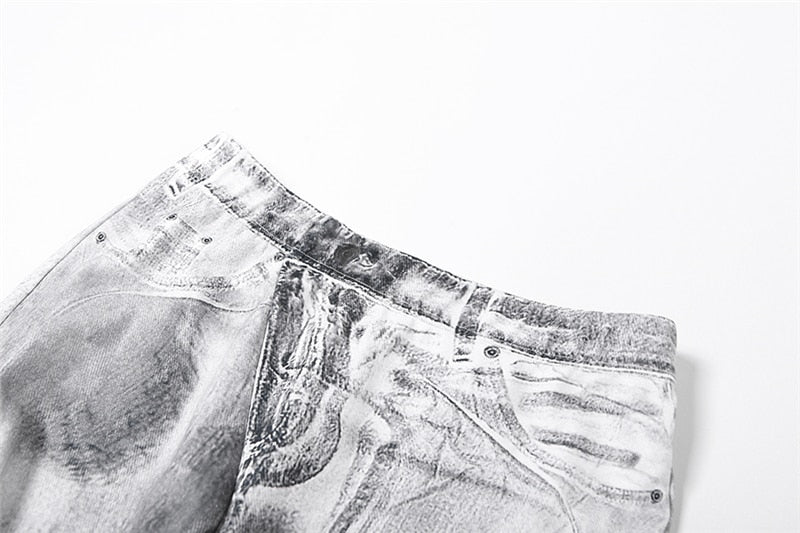 Denim Graphic Print Flare Pant