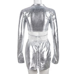 Metallic Long Sleeve Two Piece