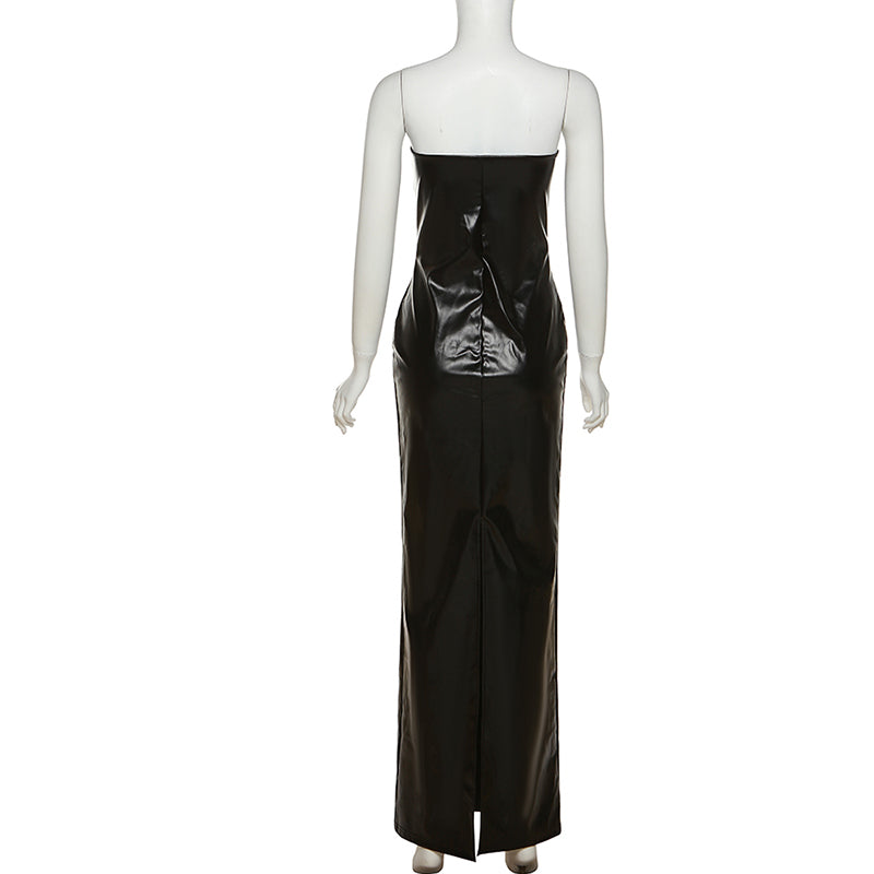 Structured Faux Leather Maxi