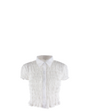 Shirred Lace Button Down Crop Top