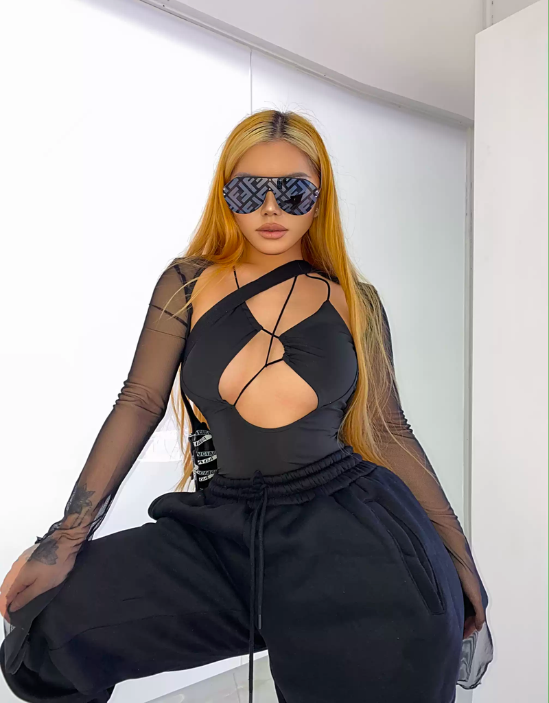 Mesh Patchwork Bodysuit