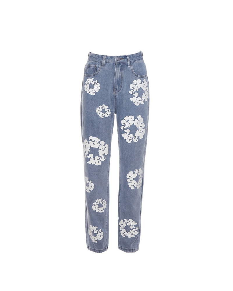 Aesthetic Floral Print Jeans