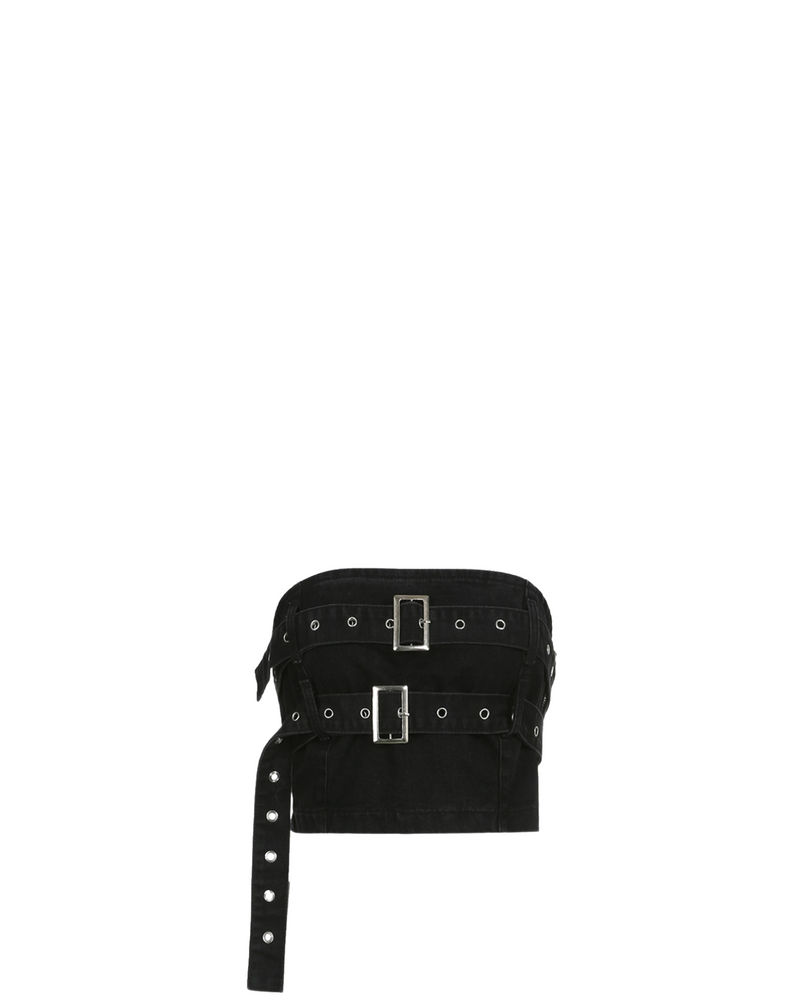 Buckle Denim Tube Top