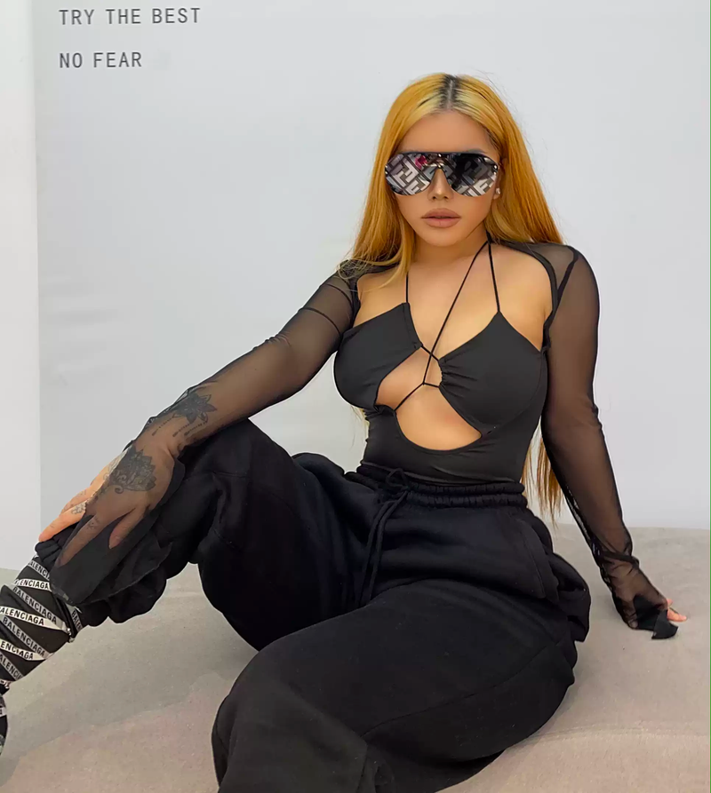 Mesh Patchwork Bodysuit