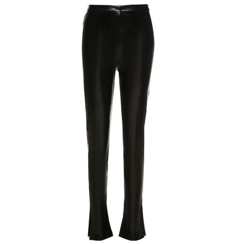 The Faux Leather Split Hem Pant