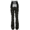 Faux Leather High Waist Stacked Pants