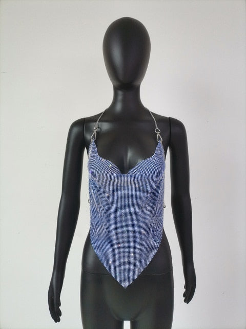Crystal Rhinestone Halter Tank Top