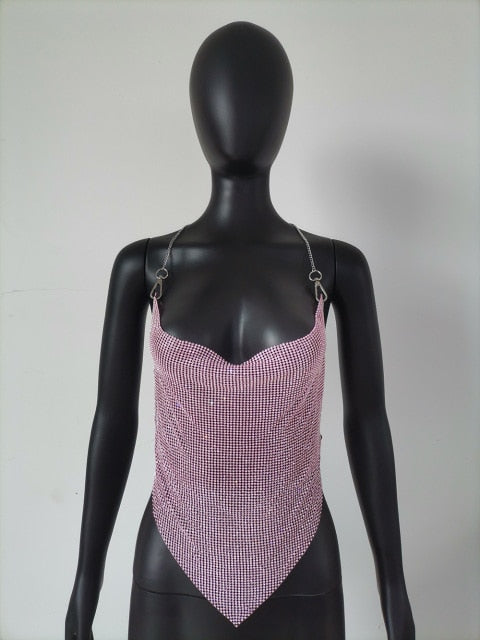Crystal Rhinestone Halter Tank Top