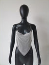 Crystal Rhinestone Halter Tank Top