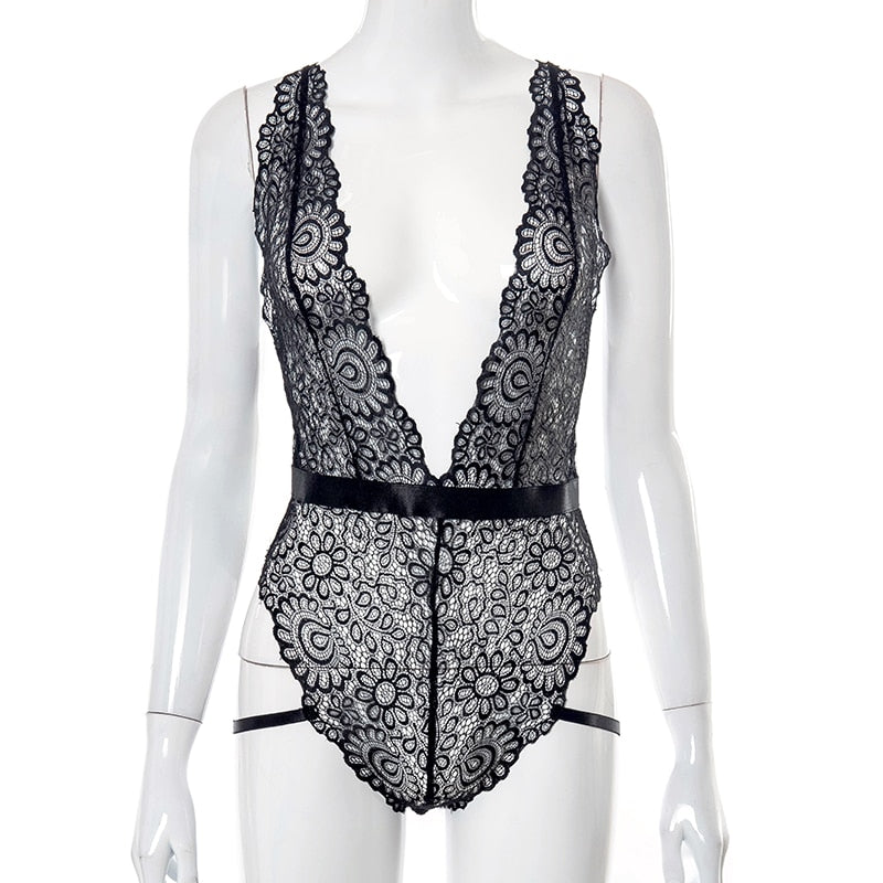 Deep V Lace Bodysuit