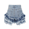 The Side Ruffle Denim Shorts