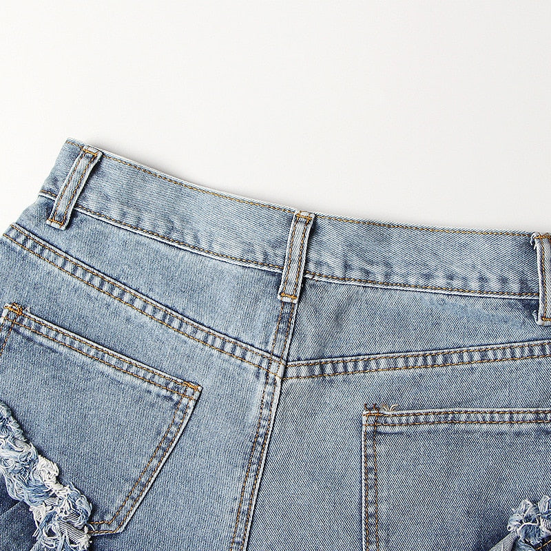 The Side Ruffle Denim Shorts