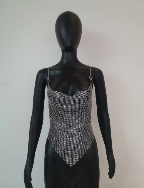 Crystal Rhinestone Halter Tank Top