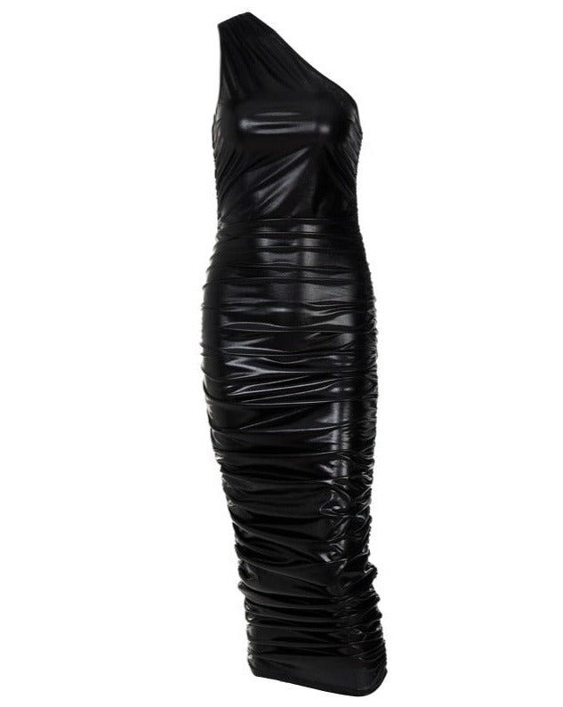 Ruched One Shoulder Dress