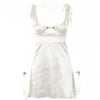 Satin Backless V-Neck Mini Dress