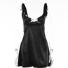Satin Backless V-Neck Mini Dress