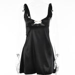 Satin Backless V-Neck Mini Dress
