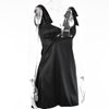 Satin Backless V-Neck Mini Dress