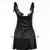 Satin Backless V-Neck Mini Dress
