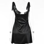 Satin Backless V-Neck Mini Dress