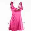 Satin Backless V-Neck Mini Dress