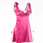 Satin Backless V-Neck Mini Dress