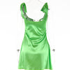 Satin Backless V-Neck Mini Dress