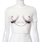 O-Neck Print Crop T-Shirt