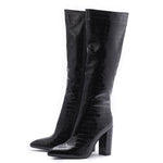 Under The Knee Croc Print Boot