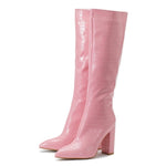 Under The Knee Croc Print Boot