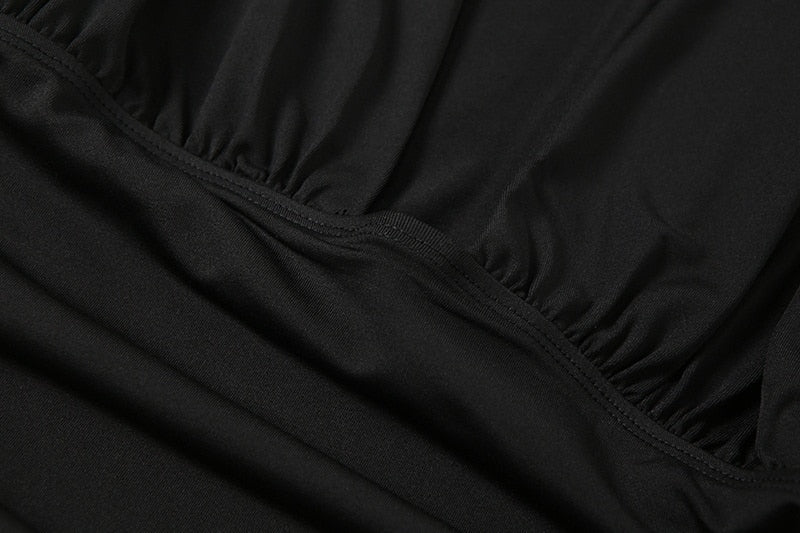 Deep V Neck Bodysuit - Black