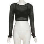 Layered Long Sleeve Crop Top