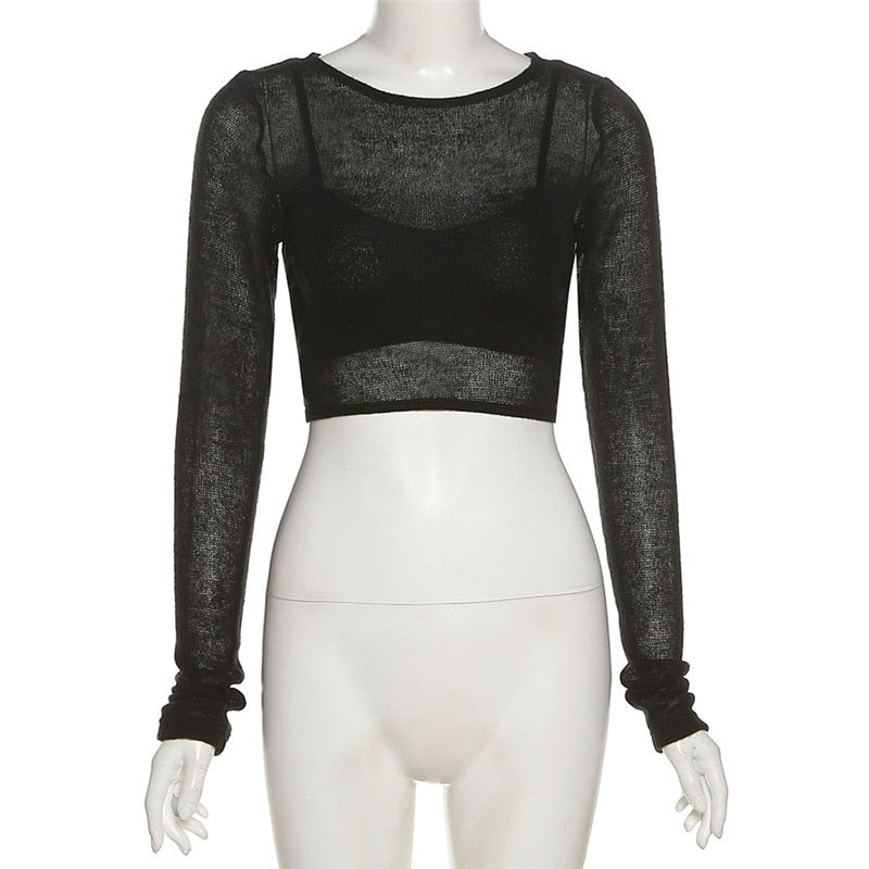 Layered Long Sleeve Crop Top