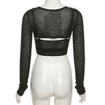 Layered Long Sleeve Crop Top